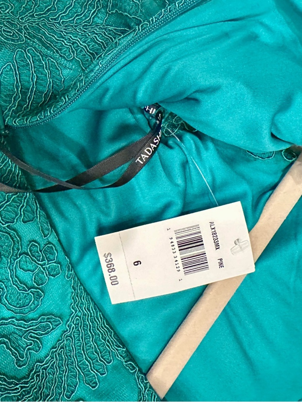 NWT Tadashi Shoji Emerald Lace Sleeveless Mini Dress - Picture 7 of 12